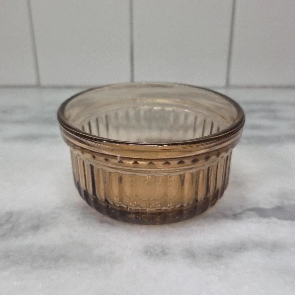 Anchor Hocking Amber Ramekin #1434, Vintage Custard Dish, Brown Kitchenware‎